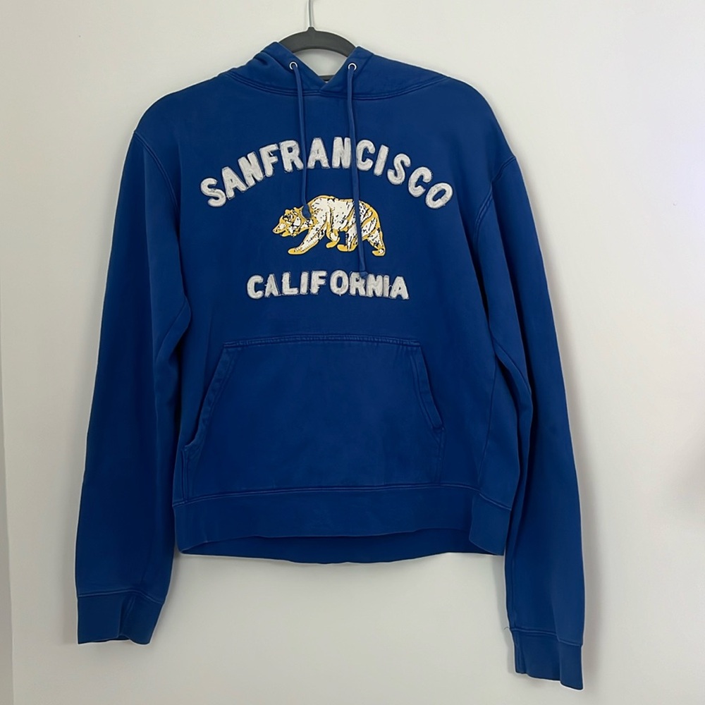 Vintage Royal blue hoodie with graphic